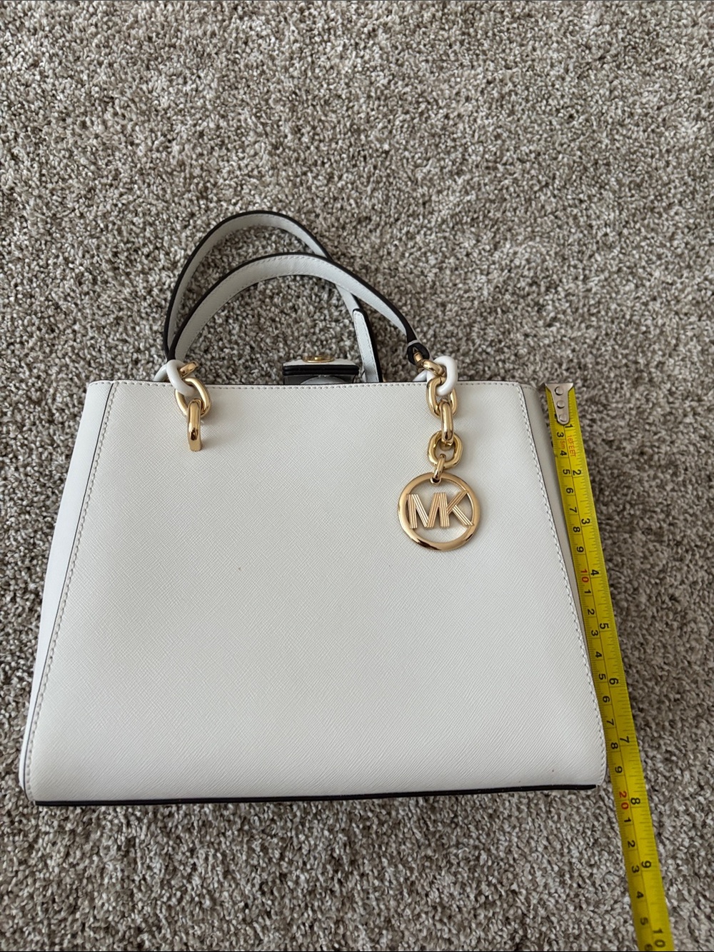 Small Michael Kors Cream Satchel with Gold Accents - Picture 7 of 7